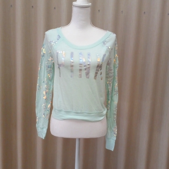 PINK Victoria's Secret Tops - PINK sequins arm shirt